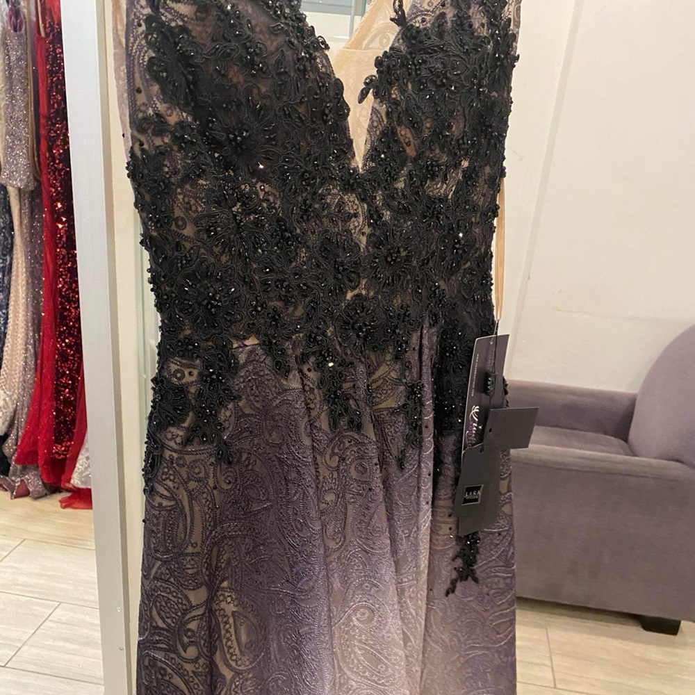 LARA Black and Gray Lace Dress